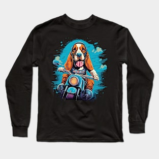 Basset Hound riding a motorcycle Long Sleeve T-Shirt